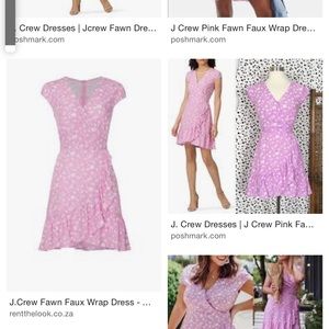 J. Crew | Pink Fawn Floral Faux Wrap Ruffle Dress